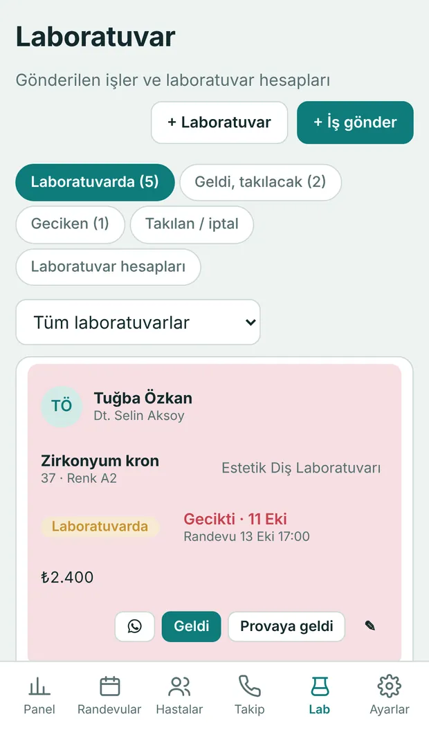 Telefonda laboratuvar işleri